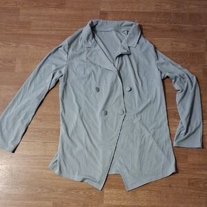 Double-Breasted Light Gray Soft Blazer